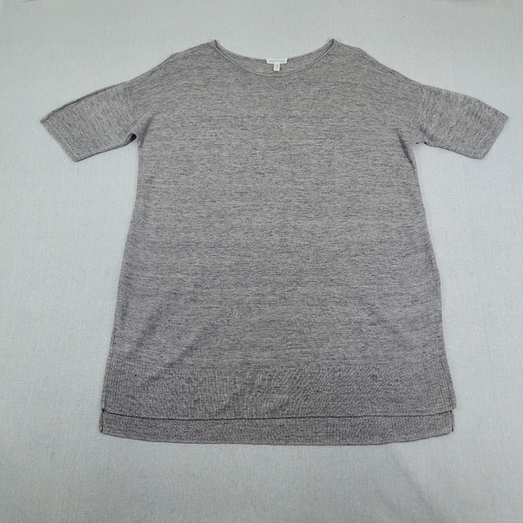 Eileen Fisher Tops - Eileen Fisher Womens Size Large 100% Linen Taupe Loose Knit Tunic Dolman Sleeve